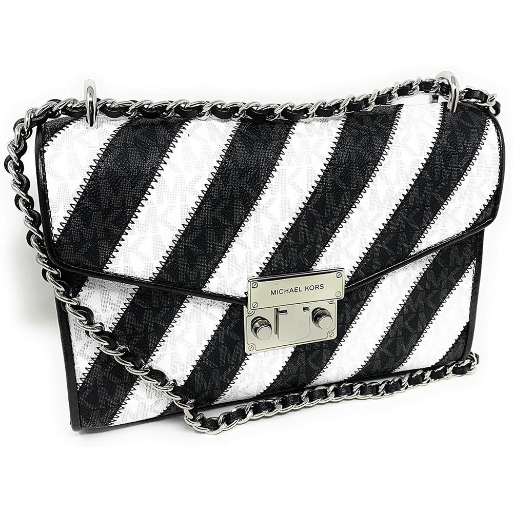 Michael Kors ROSE Medium Flap Shoulder Bag Black/Multi Nwt $398